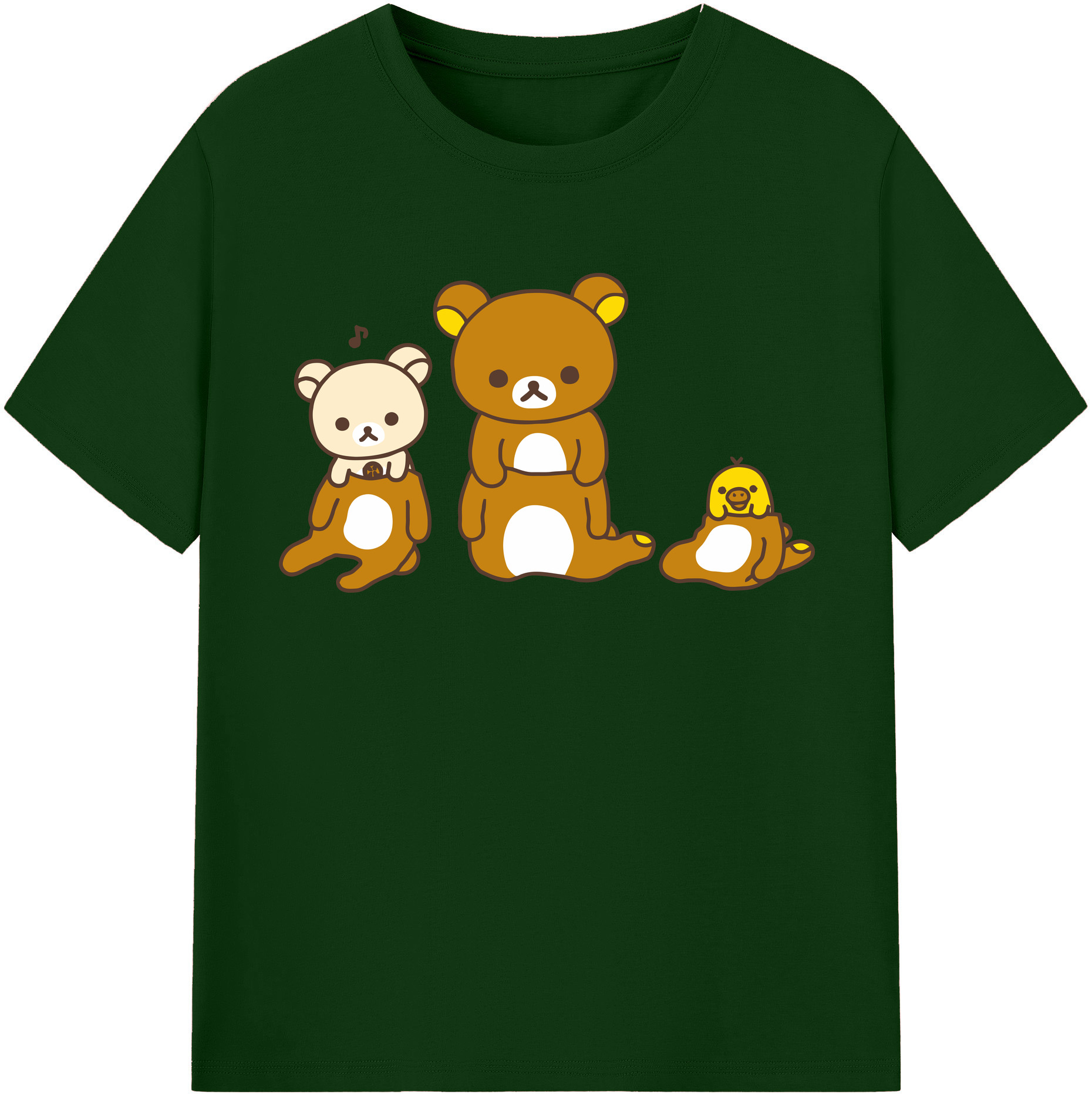 （画像用） リラックマ リラックマ キイロイトリ Rilakkuma Korilakkuma Kiiroitori 綿100％半袖Tシャツ（フロントプリント）